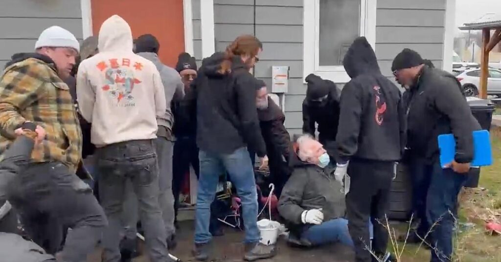 Video Captures Bailiffs Attacking Protestors Before Evicting A Tiny Home Resident