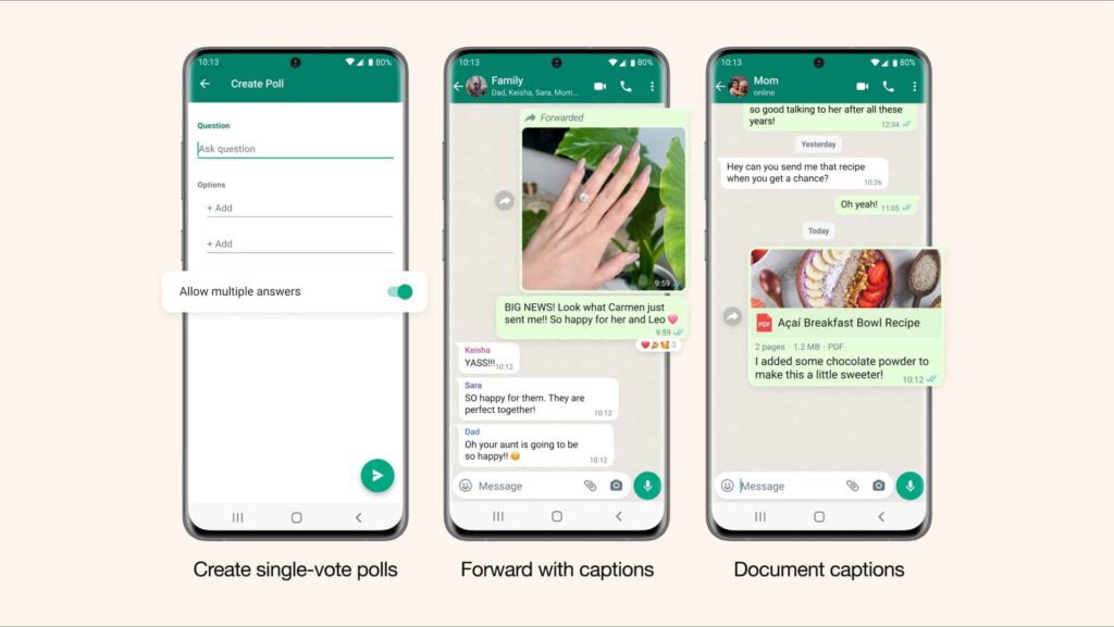 WhatsApp improves polls and captions with the latest update