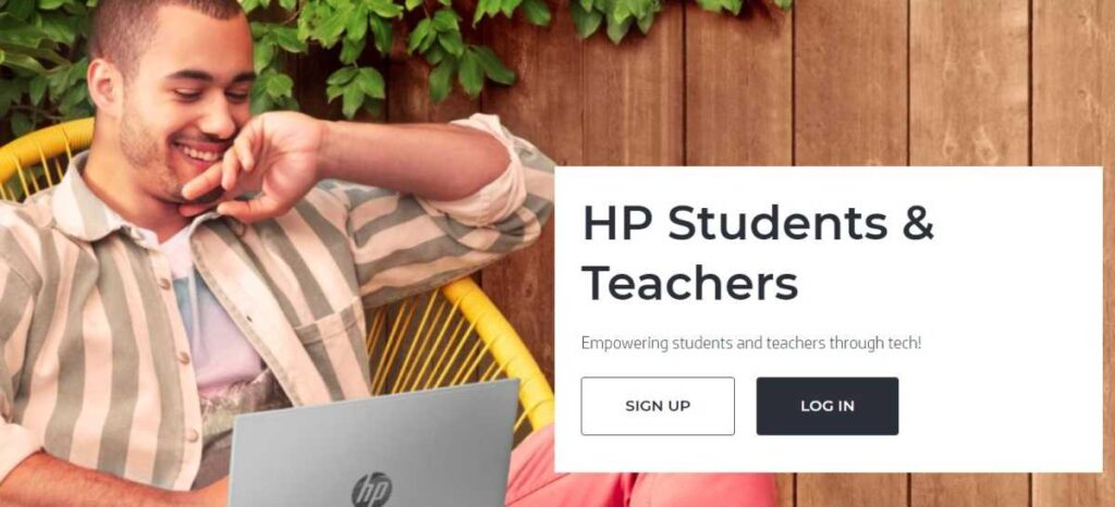 HP Student homepage on a laptop