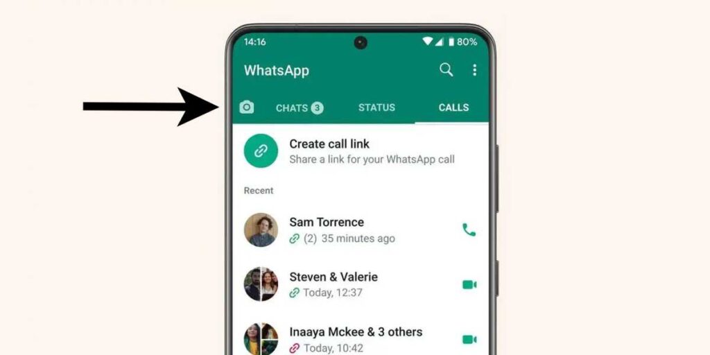 Phone displaying the new look WhatsApp