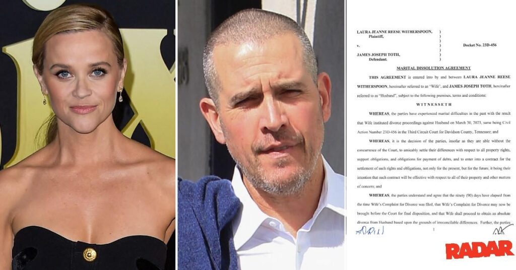 Reese Witherspoon Will Not Pay Ex-husband Jim Toth Monthly Alimony, Divorce Agreement Reveals