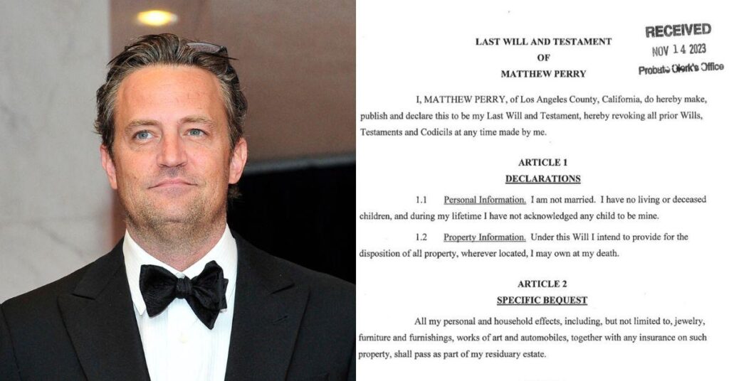 READ Matthew Perry's $1 Million Will