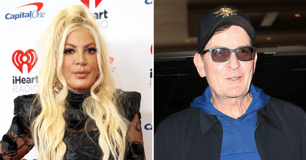 Tori Spelling Claims Charlie Sheen Greeted Her With A ‘Hot Crack Pipe’