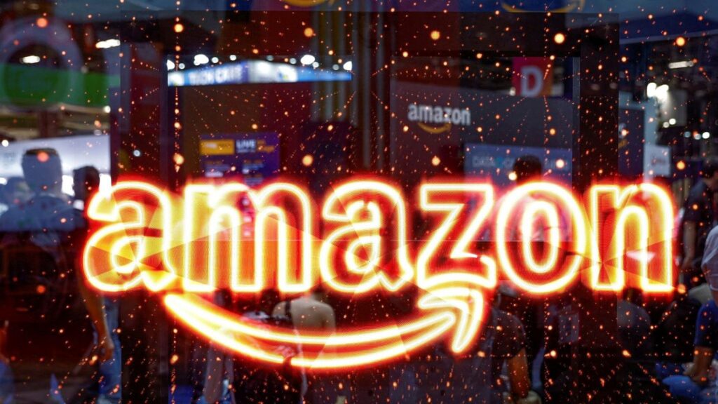 The logo of Amazon is seen at the Viva Technology conference at Porte de Versailles exhibition center in Paris