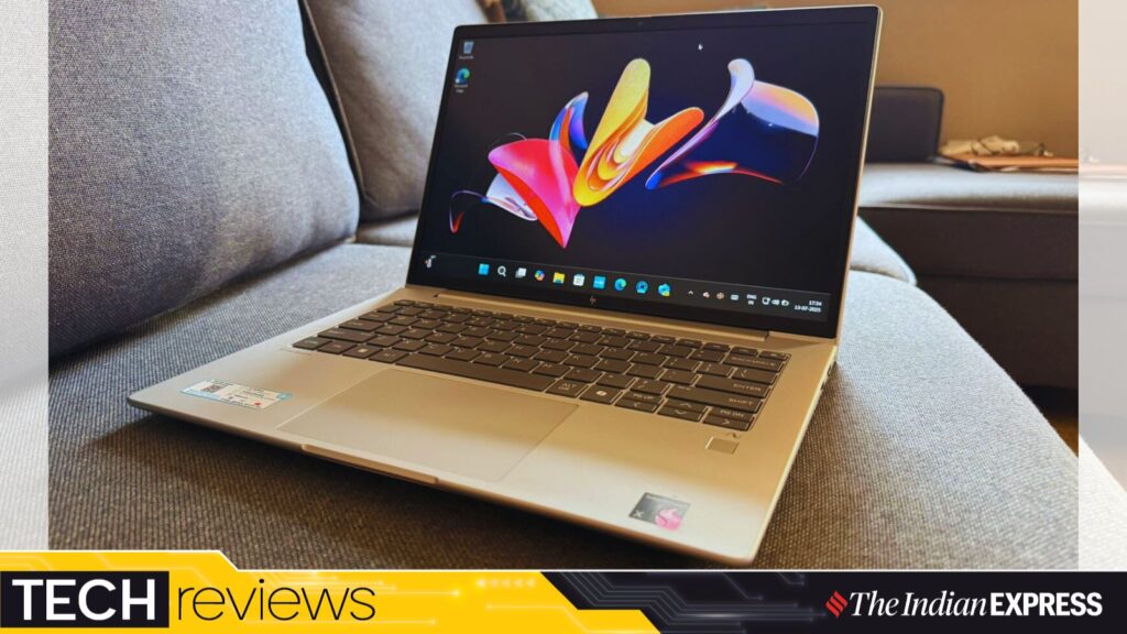 The HP EliteBook 6 G1q sports a sleek design suited for both professionals and students. (Image: Nandagopal Rajan/The Indian Express)