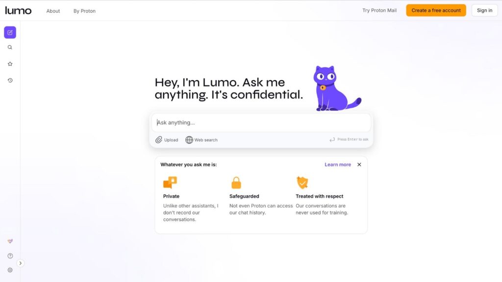 Meet Lumo, the new AI chatbot that protects user privacy | Technology News The chatbot comes with internet search, however, it is disabled by default to ensure privacy. (Image: Lumo)