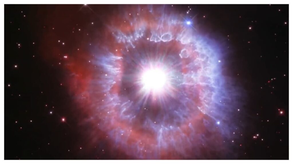 The stars emit large amounts of material, causing a more powerful stellar wind to be formed. (Image credit: NASA Hubble Mission Team)