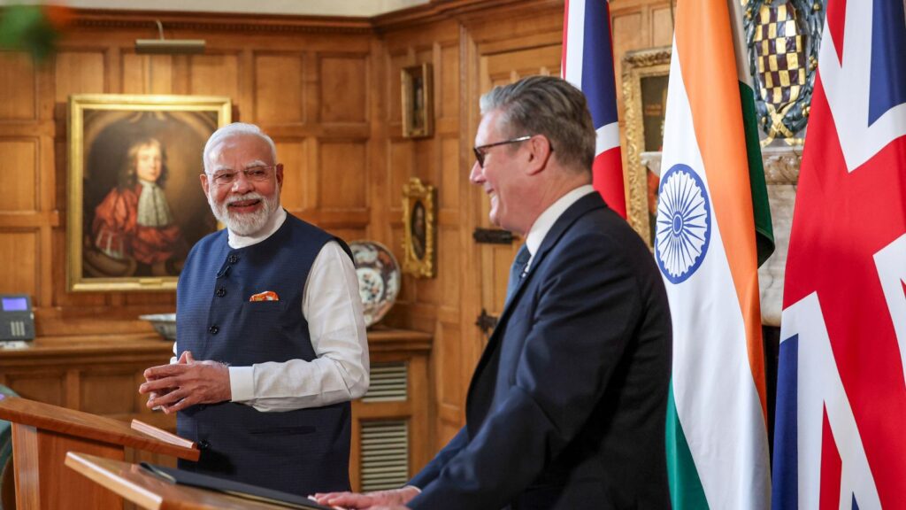 Prime Minister Narendra Modi with his British counterpart Keir Starmer