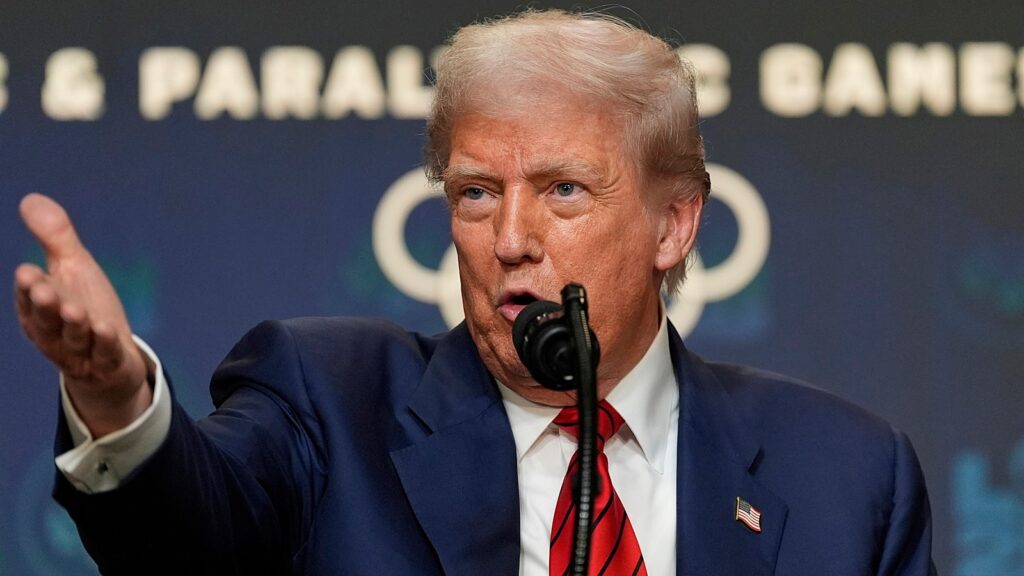 US President Donald Trump during a press conference at the White House on Tuesday