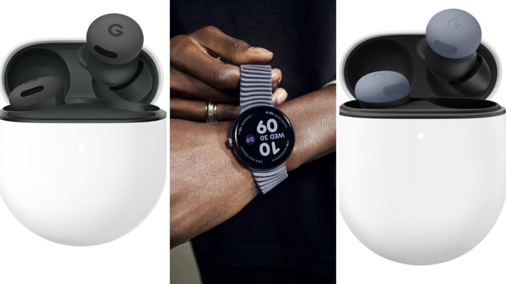  The watch features a health coach to keep your fitness in check, and the buds can answer and dismiss calls with a shake and nod of the head, respectively. (Image: Google)