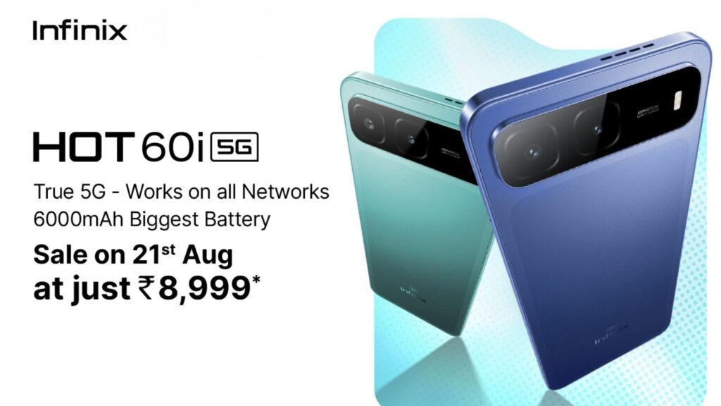 The Infinix Hot 60i 5G is available in four colours: Plum Red, Monsoon Green, Sleek Black, and Shadow Blue. (Express Image/Infinix)