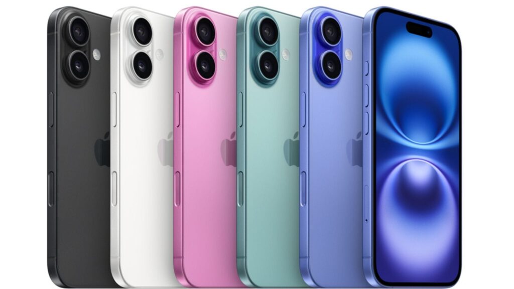 The iPhone 16 comes in Black, Pink, Teal, and Ultramarine colour options. (Image: Apple)