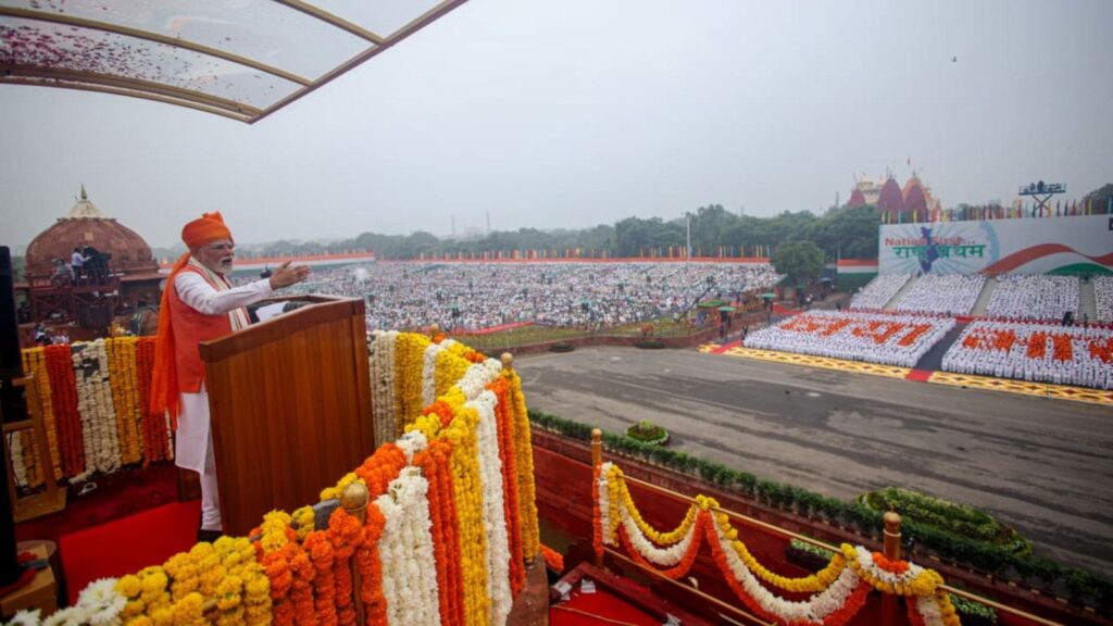 Prime Minister Narendra Modi during Independence Day celebration at Red Fort on Friday.