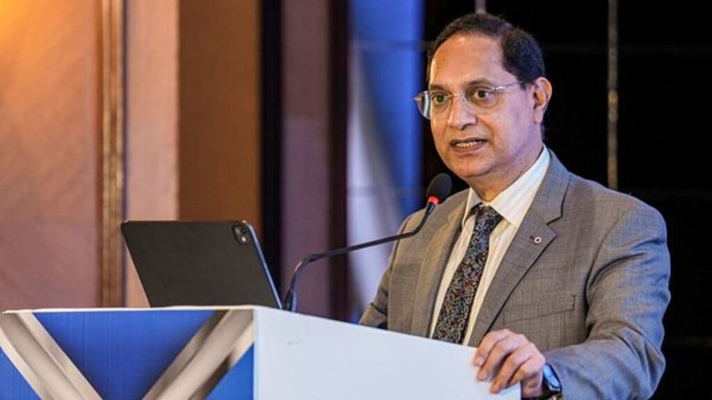 Securities and Exchange Board of India (SEBI) Chairman Tuhin Kanta Pandey addresses the ‘MCX Metals and Energy Summit 2025’, in Mumbai, Wednesday, Sept. 17, 2025. (PTI Photo/Kunal Patil)