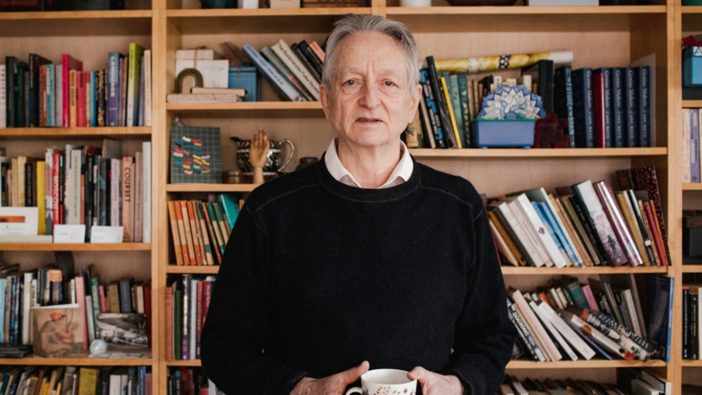 Geoffrey Hinton, a professor of computer science at the University of Toronto, at his home in Toronto, Ontario, Canada on April 24, 2023. Hinton and John Hopfield were awarded the Nobel Prize in Physics on Tuesday, Oct. 8, 2024, for discoveries that helped computers learn more in the way the human brain does, providing the building blocks for developments in artificial intelligence. (Chloe Ellingson/The New York Times)