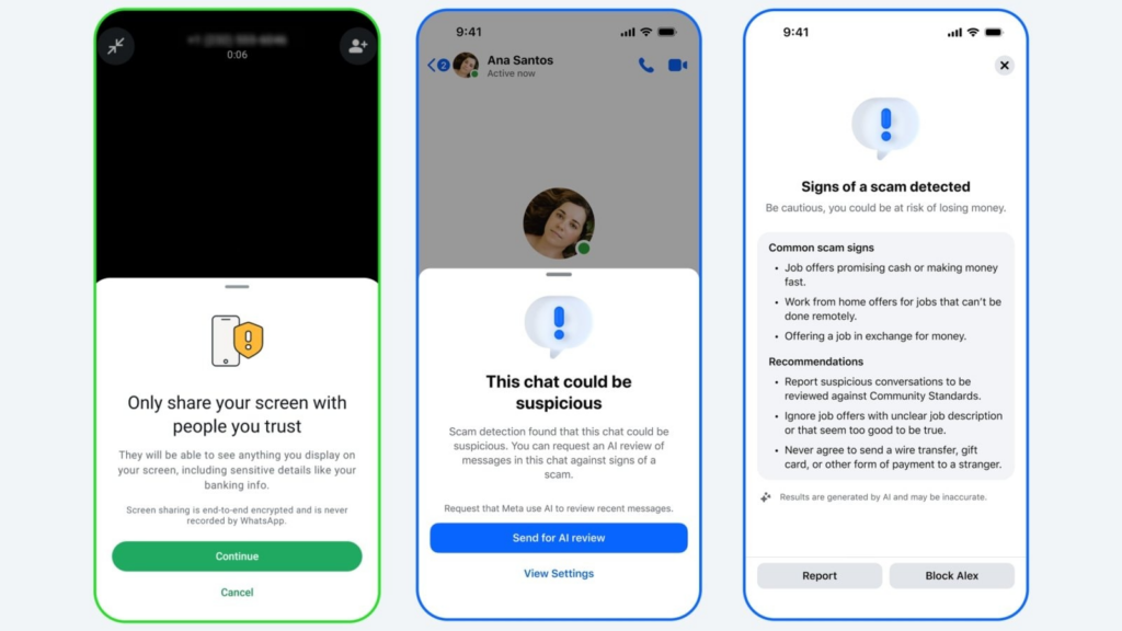 Meta's new anti-scam features for WhatsApp and Messenger features are enabled by default.