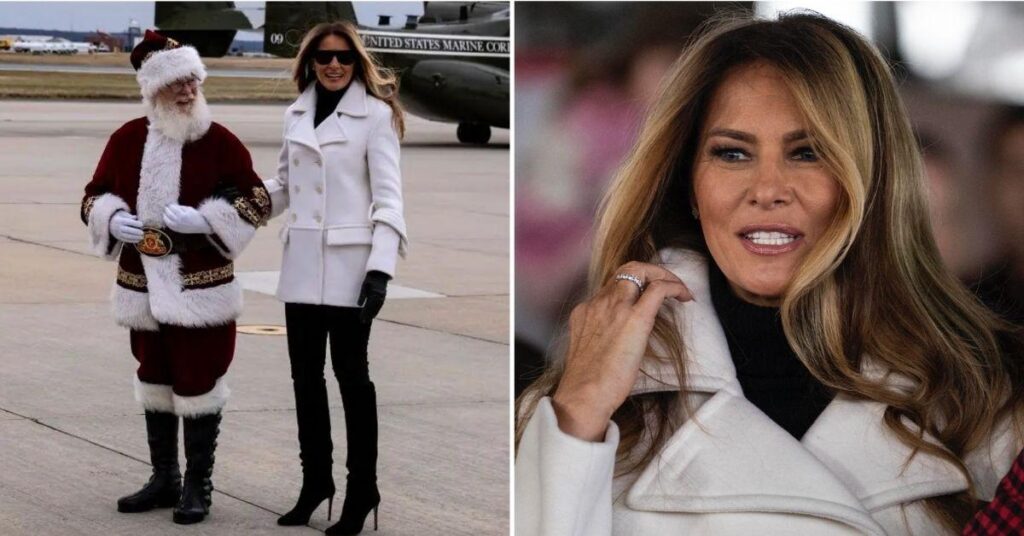 Melania Trump Flaunts $6K Designer Look At Toys For Tots Event