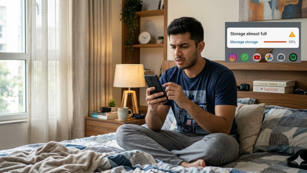 Running out of storage? 5 quick ways to free up space on your phone | Technology News A cluttered phone's storage can affect speed and overall efficiency. (Image generated by Gemini)