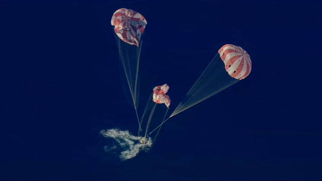 The Artemis II crew has successfully returned, with the Orion spacecraft completing a parachute-assisted splashdown in the Pacific Ocean off San Diego at 8:07 p.m. EDT (5:34 am IST). (Image: Nasa)