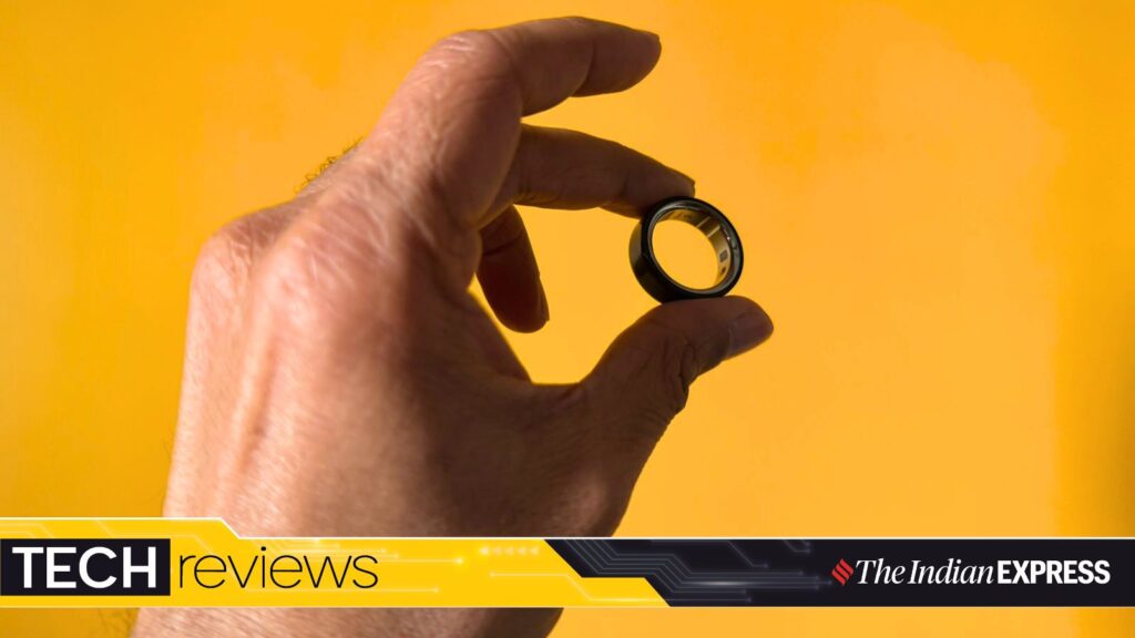 From stress peaks to sleep efficiency: How a fortnight of biometric data revealed my real fitness baseline | Technology News The Oura Ring’s minimalist design makes it easy to forget you’re wearing it, even as it continuously tracks your body’s signals in the background. (Image: Nandagopal Rajan/The Indian Express)