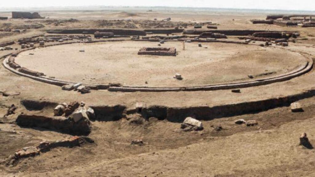 Archaeologists discover 2,200-year-old circular temple in Pelusium | Technology News The newly excavated temple is dedicated to a local deity known as Pelusius. At its heart lies a large circular basin measuring about 35 metres in diameter.(Image: Facebook/ Ministry of Tourism and Antiquities وزارة السياحة والآثار)
