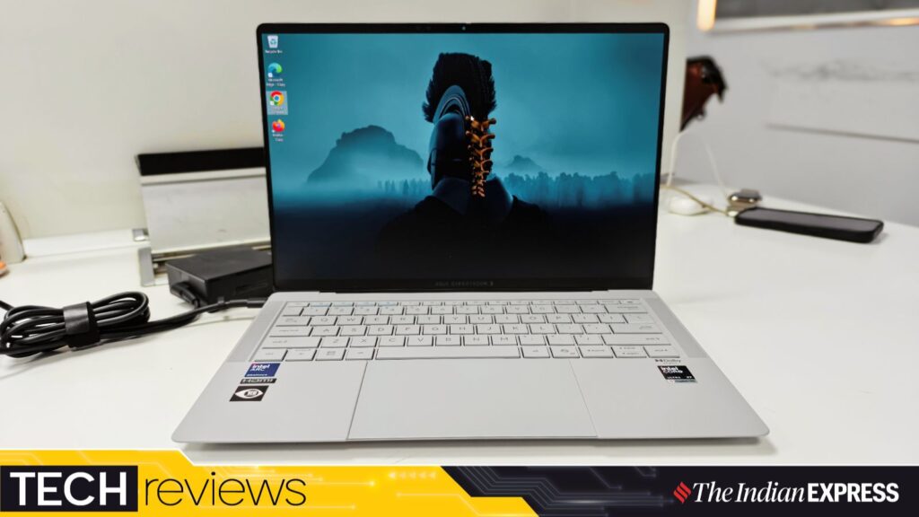 Asus ExpertBook Ultra review: Thin, light, and surprisingly powerful | Technology News The Asus ExpertBook Ultra’s understated design and nano-ceramic finish keep the laptop looking clean and professional even after long hours of use. (Image: Bijin Jose/The Indian Express)