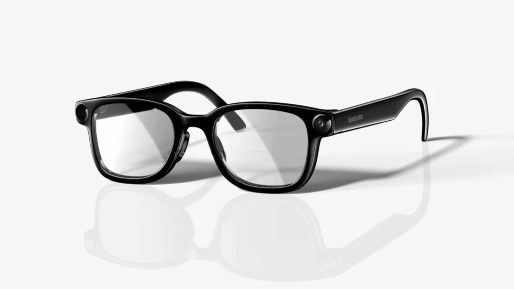 Samsung confirms Galaxy AI glasses, hints at new earbuds design | Technology News The glasses are expected to look similar to regular eyewear, based on early prototype leaks, with subtle additions like a camera embedded into the frame. (Image: X/OnLeaks)