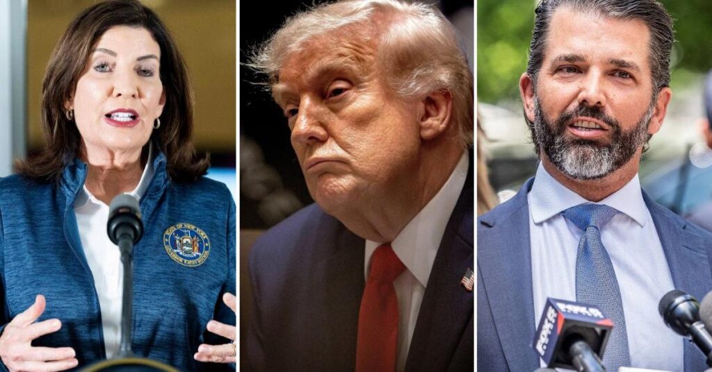 Donald Trump Jr. Fumes Over Kathy Hochul’s ‘Failed’ Knicks Dig at Dad Donald Trump Jr. Fumes Over Kathy Hochul's 'Failed' Knicks Dig at Dad