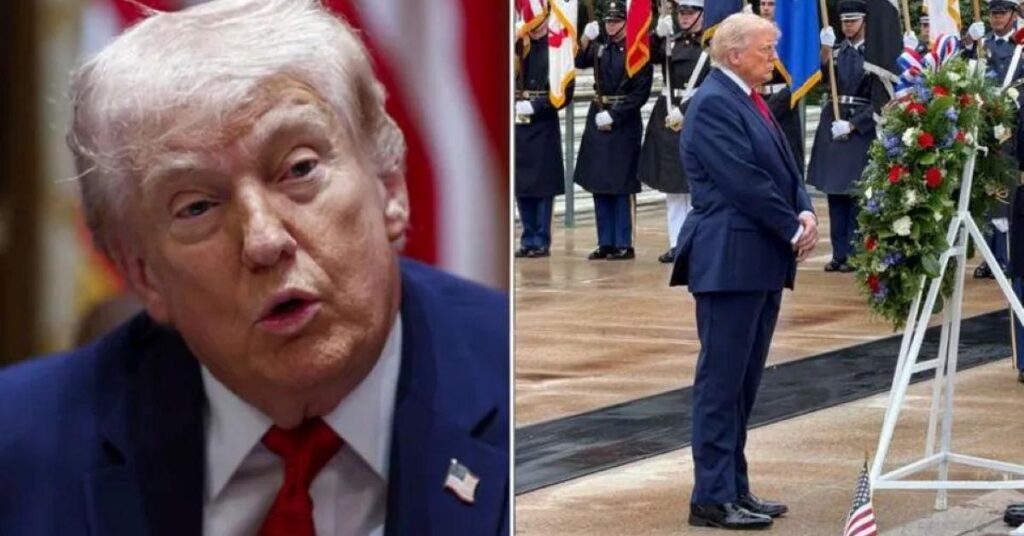 Trump Accused of Wearing ‘a Double Diaper’ During Ceremony at Cemetery Trump Accused of Wearing 'a Double Diaper' During Ceremony at Cemetery