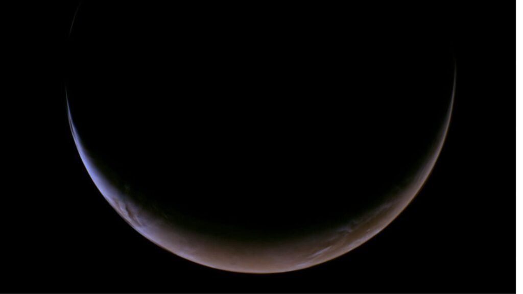 Mars as crescent: NASA’s Psyche captures rare picture of red planet | Technology News NASA crescent mars image